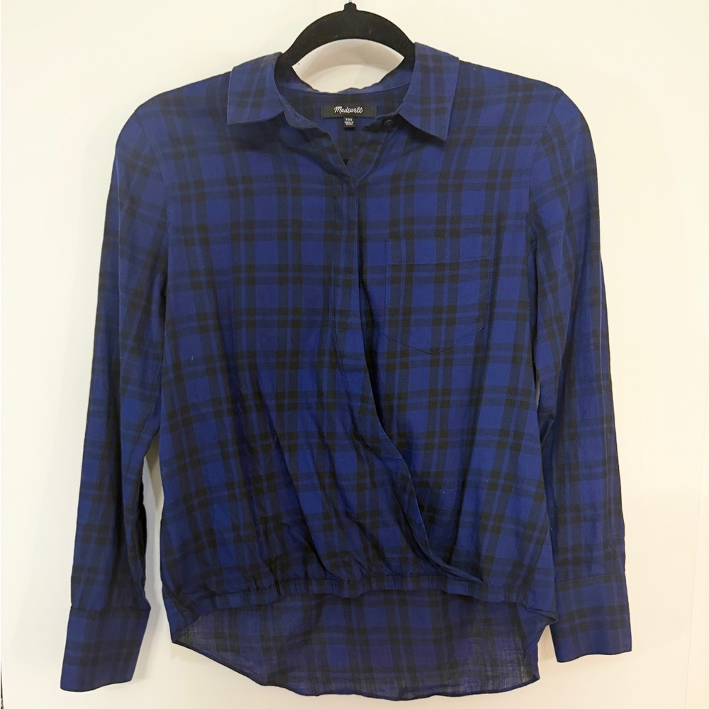 Madewell Navy and Black Plaid Shirt